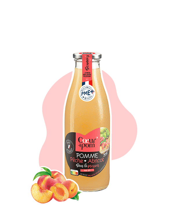 Pur jus de pommes, pêche & abricot