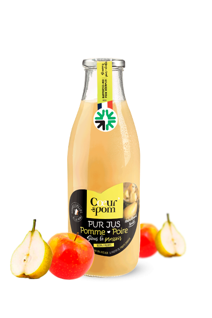 Pur jus Pomme Poire consigné Jus de Fruits Naturels Coeur de pom