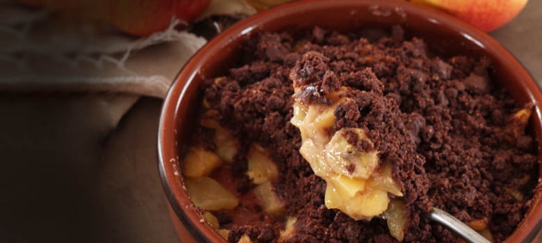 Crumble chocolaté aux pommes & bananes