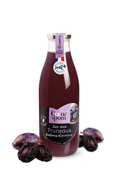 Jus de pomme pruneaux Pur jus de fruits Coeur de pom