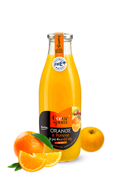 Pur jus d'Orange & Pomme Pur jus de fruits Coeur de pom