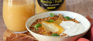 Crumble poires pochées